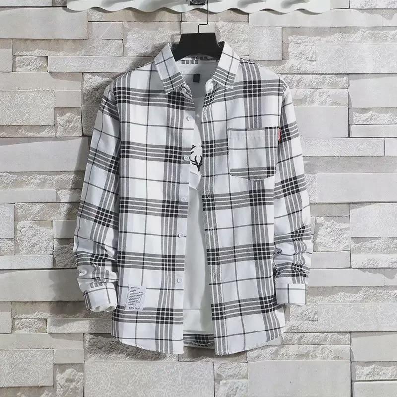 Hong Kong Style Men's Plaid Sun Protection Jacket - Long-Sleeved, Lightweight, Trendy & Stylish.