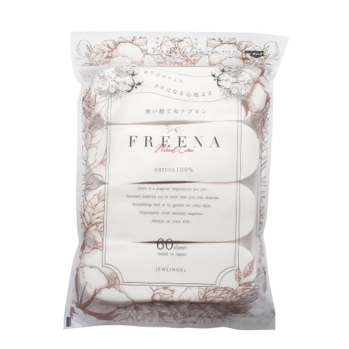 Jurange Disposable Cloth Pads, Freena, Tapeless, 18cm / 60 Count, Made in Japan, 100% Cotton, Large Capacity, Bulk Purchase, Perfect for Menstrual Dis