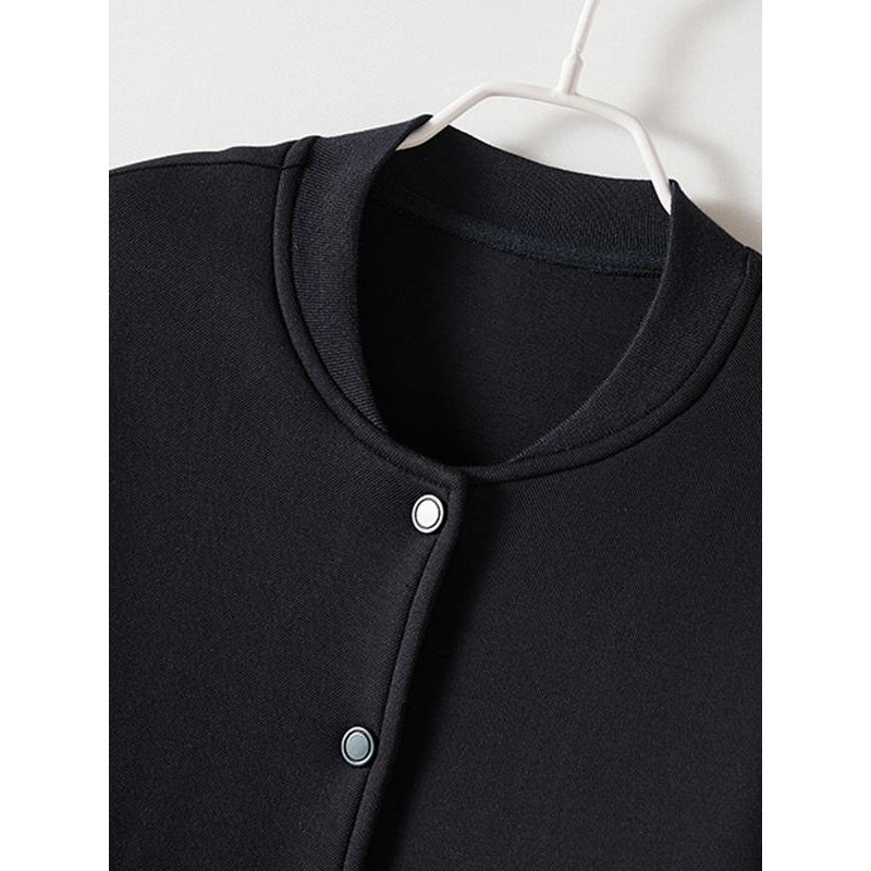 Fabric Patchwork Contrast Color Cocoon Shaped Slimming Baseball Uniform Women Autumn and Winter Rhinestone Embellishment Outerwear Strong Push