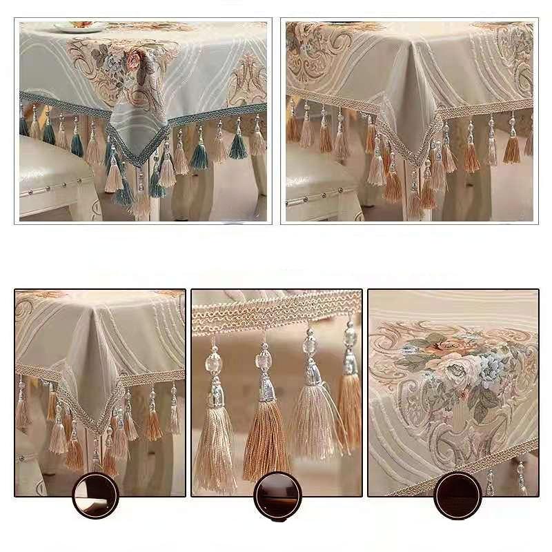 Europeisk Retro Matsalsduk med Tofs Lyxig Broderi Bordsduk Blomma Elegant Bordsduk Dekoration Vardagsrum