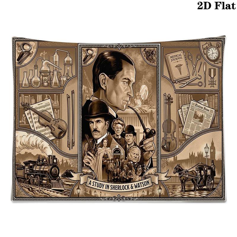 Tapisserie murale Sherlock Accroche murale esthétique Couverture en tissu imprimé Tapisseries décoratives pour chambre à coucher salon décoration intérieure