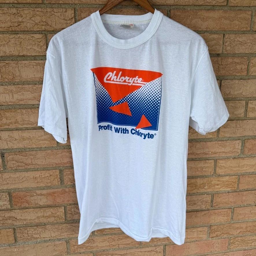 

80s 90s DG Sportswear Chloryte water chemical single stitch t-shirt tag L fits M 4XL