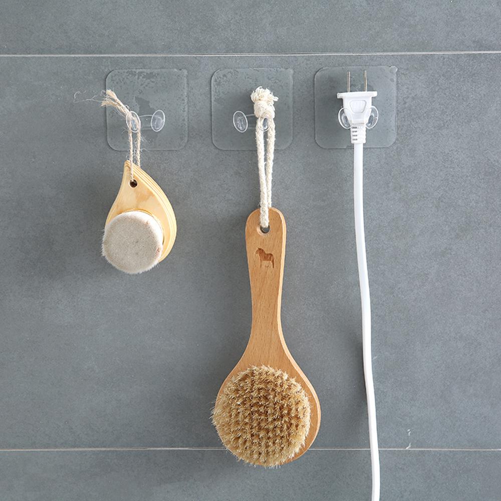 Transparent Strong Wall Plug Hook Wall Hooks Self-adhesive Door Hanger Hook Wall Mounted Heavy Duty Hook For Kitchen Bathroom