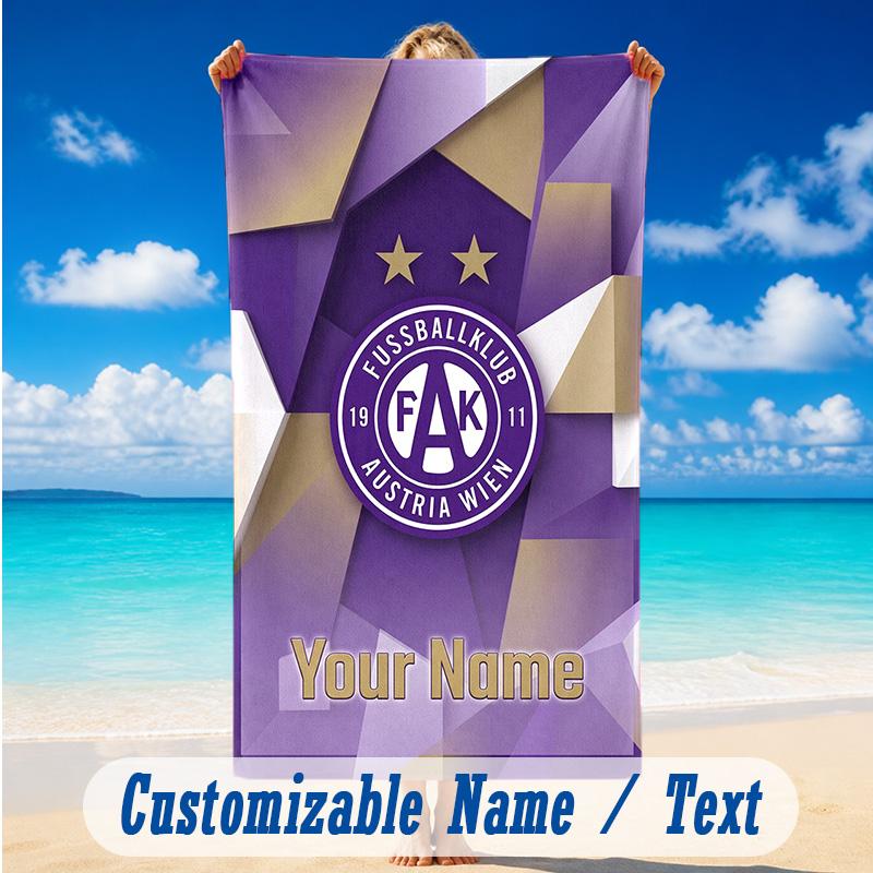 Toalha de Praia Nome Personalizado Texto, Toalha Grande de Secagem Rápida Para Praia Casa Áustria Wien FC
