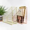 Nordic Magazine Newspaper Organizer Metal Stackable Storage Basket Frame Rack Office Desktop Rose Gold A4 Paper Finishing Basket