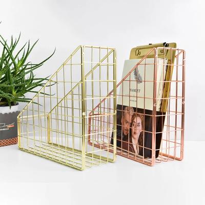 Nordische Tijdschrift Kranten Organizer Metalen Stapelbare Opbergmand Frame Rek Kantoor Bureau Roségoud A4 Papier Afwerkingsmand