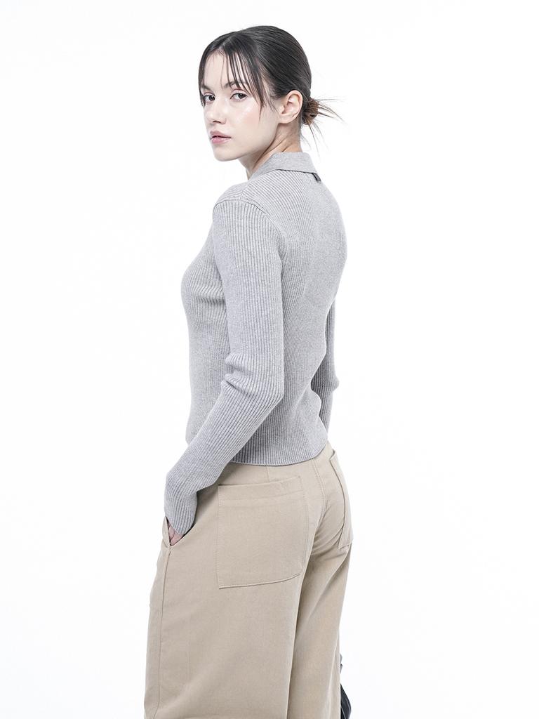 Chaenseseunoi Soft Slim Button Collar Knit Gray/W243Tp08Gr