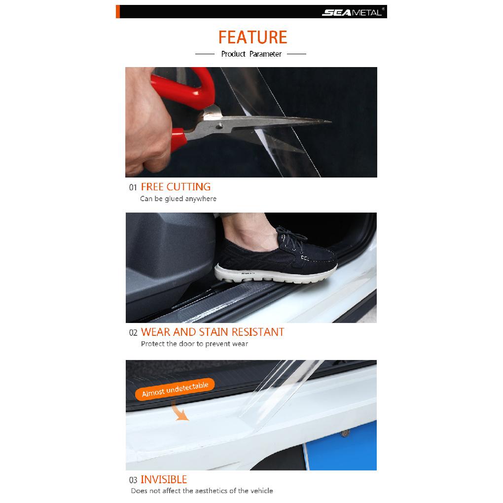 SEAMETAL Car Stickers Door Edge Protector Universal Car Door Sill Sticker Anti Scratch Transparent Film Auto Threshold Guard Interior Mirrors 6