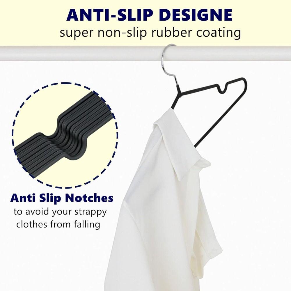 10PCS Clothes Hanger Non-Slip Rubber Coated Metal Shirt Blouse Hanger Heavy Duty Coat Suit Rack with Round Notches Dress Holder