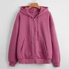 Suéter de Otoño para Mujer con Felpa Plus Suéter con Capucha para Mujer Color Sólido Cremallera Chaqueta Holgada Estilo Casual Top