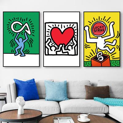 Keith Art Exhibition Abstraktný plagát Haring Pop Art Výtlačky Šťastná nálepka Srdce Obraz Obraz na plátne Galéria nástenných dekorácií Bez rámu