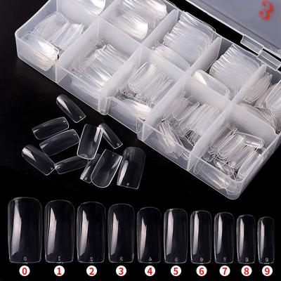 500/PCS Super Straight Nail Tip Transparent Half Cover Nail Half French Artificial Nail Tips Coffin Acrylic Fake Nail