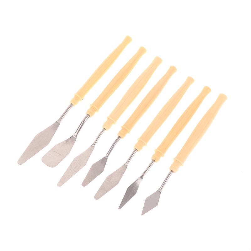 7Pcs Stainless Steel Oil Painting Knives Artist Crafts Spatula Palette Knife Mixing Knife Scraper Art Tools