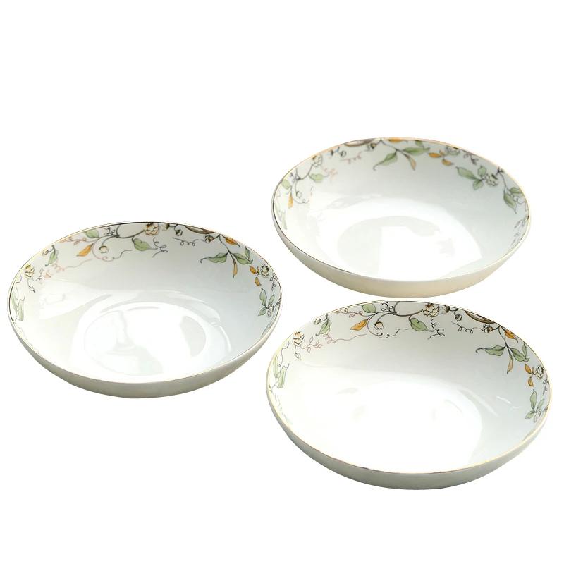 

3pcs set, 4 inch, fine bone china small dishes, leaf and gold strip painting, seasoning dip and clip plate, pottery sushi boat
