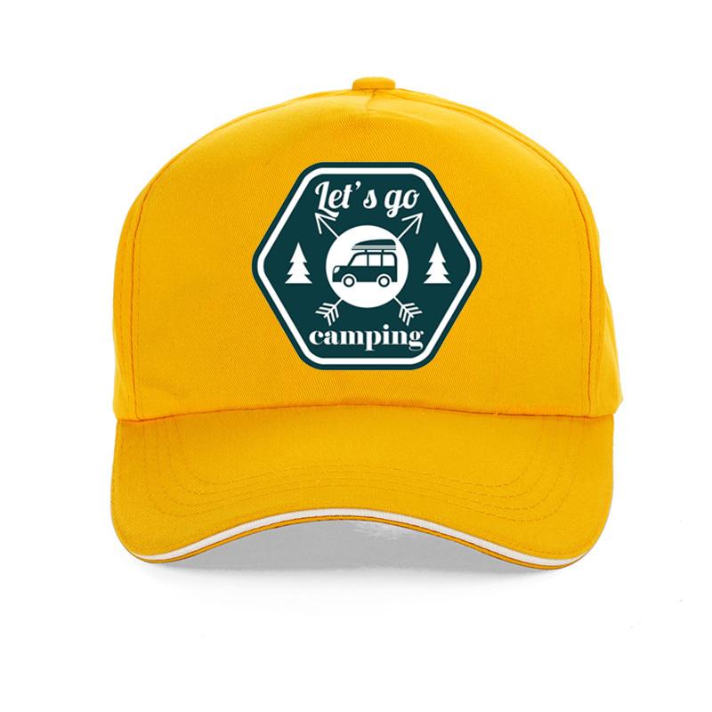 Let'S Go Camping Baseball Cap Fashion Print Outdoor Camping Caps Unisex Snapback Hat Adjustable Leisure Caps