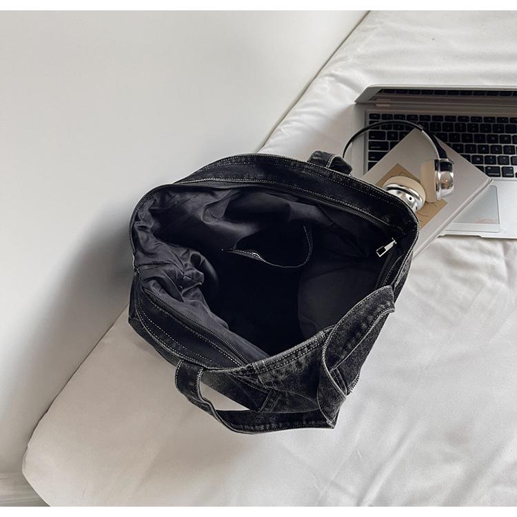 Retro Casual Multi-Pocket Washed Denim Tote Bag - 2025 Trendy Mommy Commute Shoulder Bag