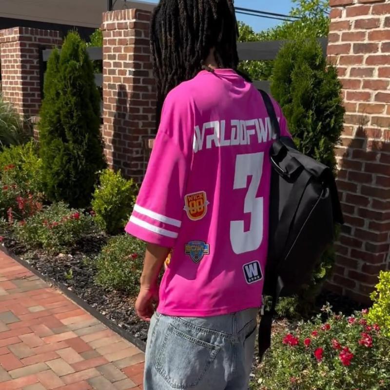 European and American Y2K Hip Hop Gothic V-neck Foam Printed Sports Street Wear