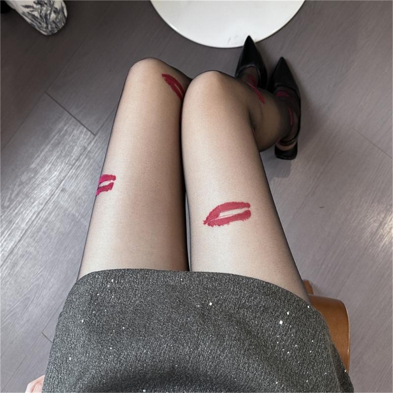 Sheer Tights High Waist Pantyhose Kisses Thigh High Stockings for Women Spring Summer Tights Pantyhose Hosiery