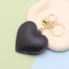Golden Bell Heart PU Leather Couple Bag Keychain Ornament
