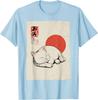Gatto Bianco Dormiente Arte Giapponese Stile Ukiyo E Maglietta Grafica Casual in Cotone