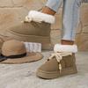 Fashion Women's Thick Bottom Furrry Snow Boots Winter 2025 Lacu Up Bowknot Fur Ankle Boots Warm Short Plush Designer Shoes for Woman