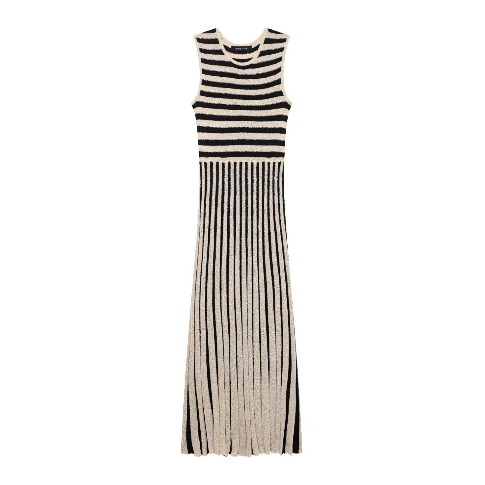 

Spring 2025 Women s European & American Striped Midi Dress Medium
