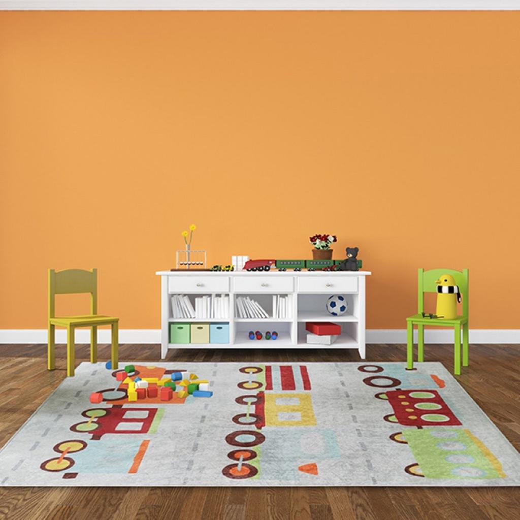 Children's Bedroom Rug 100x160 Cm Polyester Train