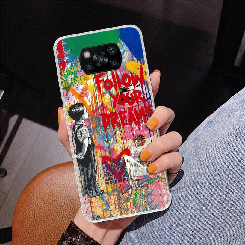 Banksy Graffiti Art Phnoe Case for Xiaomi Poco X5 X6 X7 Pro X4 Gt F7 Ultra M8 M7 Redmi 15C 15 13C 13 12C 12 Unique Cover Coque P