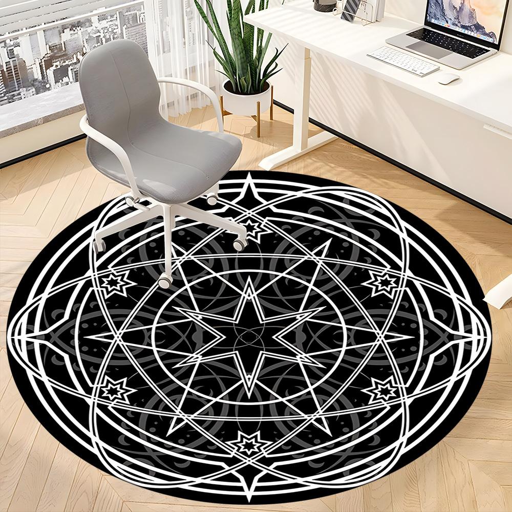 1pc Star Mandala Chair Carpet for Office, Soft, Non-Slip Polyester Mat, Office, Entryway, Living Room, Bedroom, yy251207283