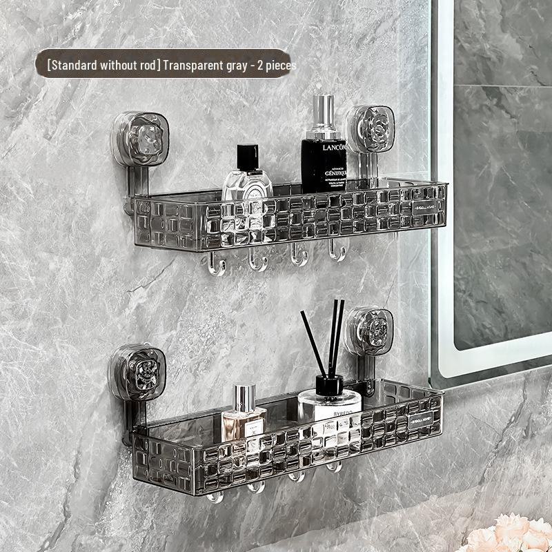 Punch-Free Bathroom Shower Storage Rack - Suction Cup Wall-Mounted Organizer