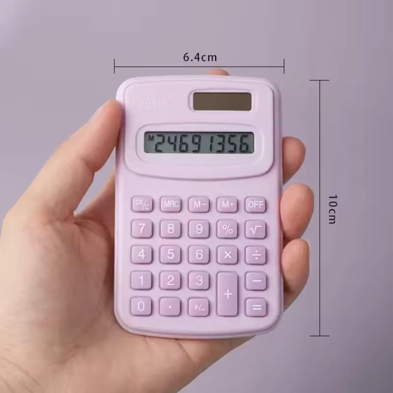 1Pc Small Solar Calculator Portable Calculator Cute 8 Digits LCD Electronic Home Office Calculator for Primary School Calculator