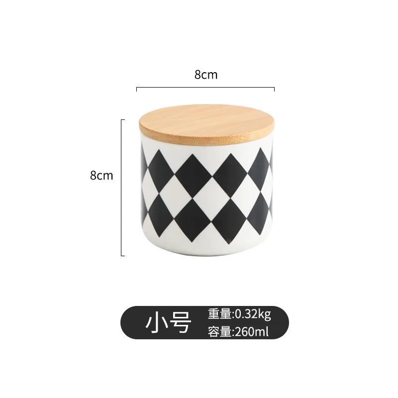 

Керамический горшок для хранения в скандинавском стиле, герметичный горшок с геометрическим узором, черно-белый шахматный горшок для конфет, кухонный контейнер для хранения, кухонные принадлежности