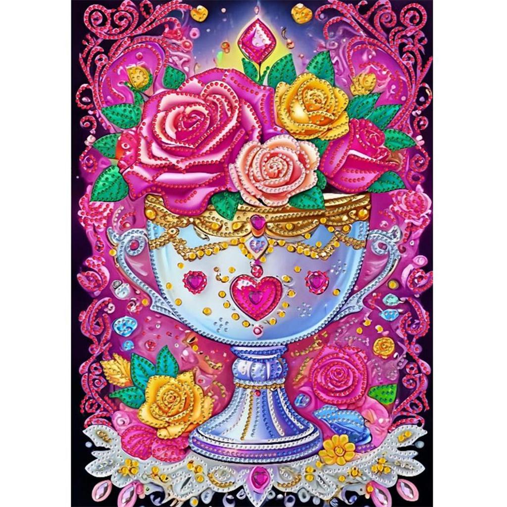 5D DIY Partial Special Shaped Drill Diamond Painting Kit Flower Home Decoration