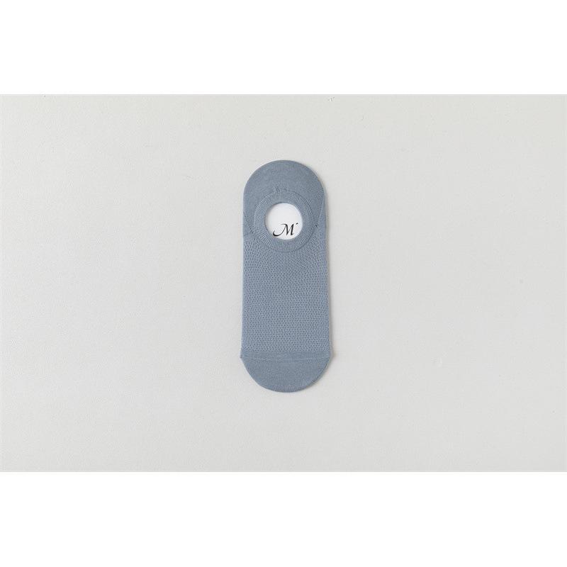 Men's Summer Thin Pure Color Cotton Non Slip Mesh Breathable Anti Odor Invisible Boneless Boat Socks