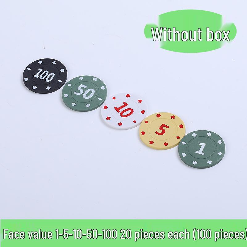 Boxed 100 Plastic Chips for Card Games: Baccarat, Mahjong, Poker