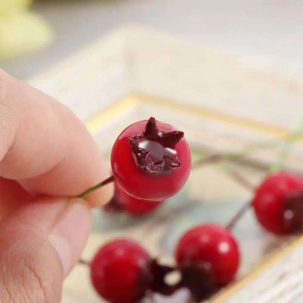 Small 20pcs Vegetable Red Home Decor With Cherry Stamen Fake Pomegranate Artificial Fruit Wedding Decoration Simulation Berries