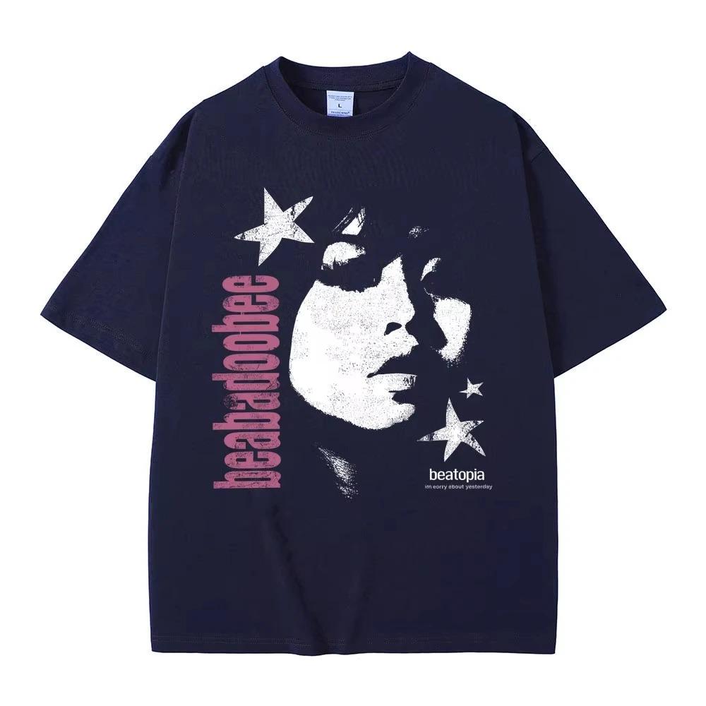 Beabadoobee Face Print T-shirt Men's Women Hip Hop Fashion Pop Music T Shirts Casual Cotton Short Sleeve T-shirt Tops Streetwear