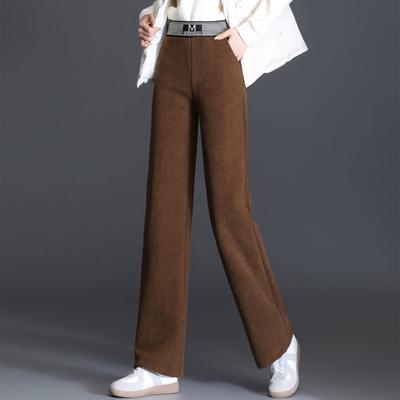 Fleece Thickened Corduroy Wide Leg Pants Women High Waist Autumn Winter New Loose Trouser Thin Drape Vintage Straight Leg Pants