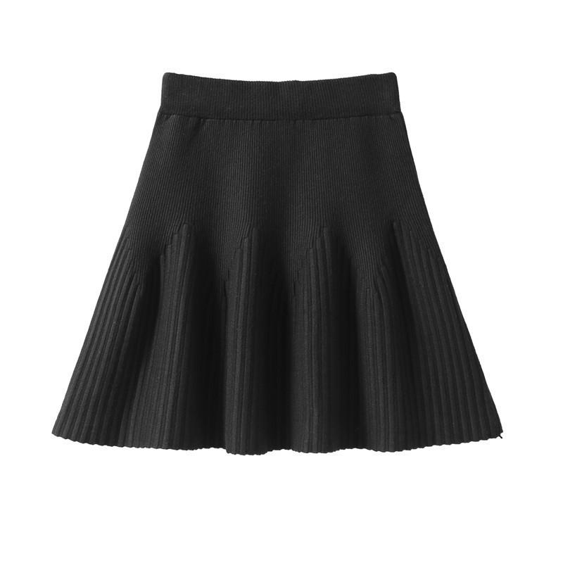 

Women s Knitted Short Skirt A-line Knitted Skirt High Waist Knitted Skirt Autumn/Winter 3XL чёрный