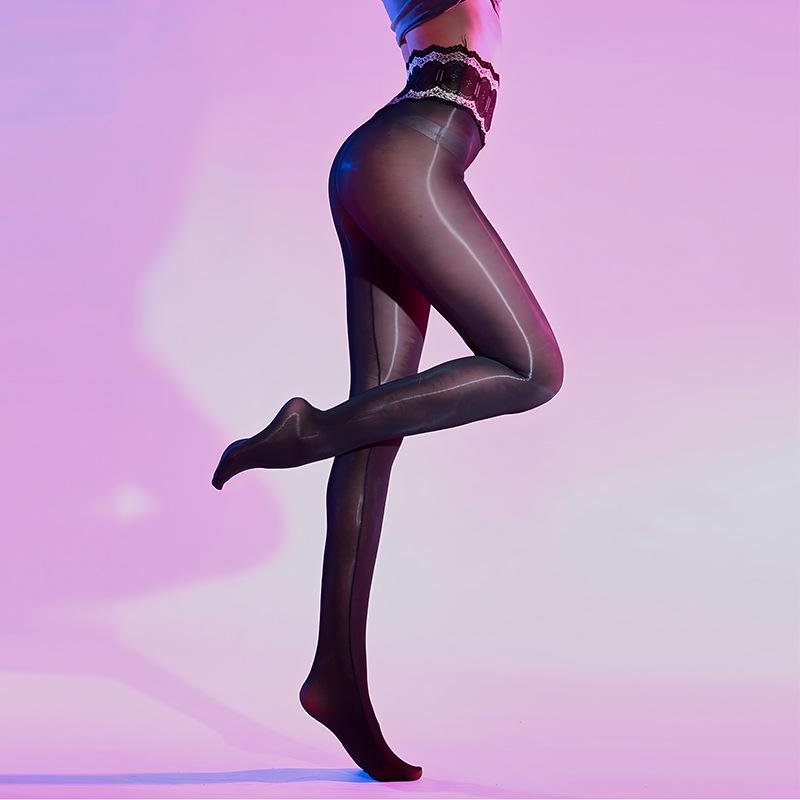 Damenstrümpfe Aurora Öl Glänzend Nahtlos Strumpfhosen Spitze Hoher Bund Damenstrickwaren Glatt Seide Sexy Strumpfhosen Schrittlos Dessous