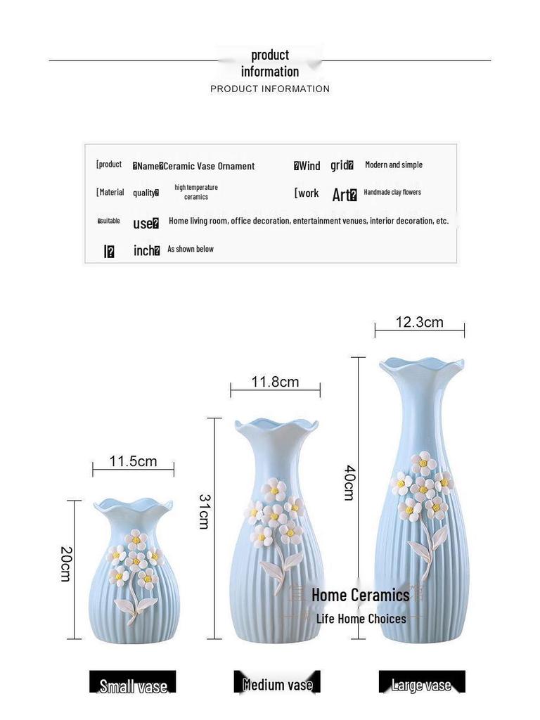 European Modern Ceramic Vase for Flower Arrangements - Ideal Home Decor for Living Room, Dining Table, or Coffee Table - Perfect Housewarming Gift