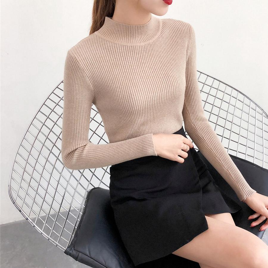 Half Sleeve Knit Sweater Women's Pullover Autumn New Inner Wear Base Layer Candy Top Women