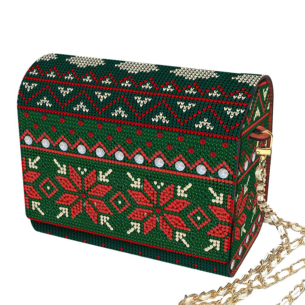 Kit de Sac à Bandoulière Peinture Diamant 5D DIY avec Chaîne Sac de Maquillage Strass Bling Motif Fleurs pour Décoration Intérieure Cadeau