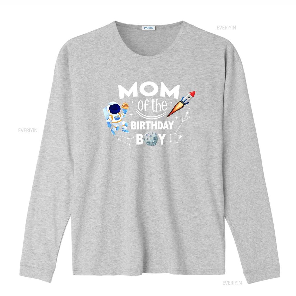 Mom of The Birthday Boy Space Astronaut Family T Shirt Vintage Washed Streetwear Versatile Casual Graphic Designer Clothes