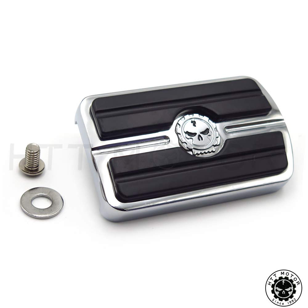 HTTMT MT216-052- Chrome Skull Rear Brake Pedal Cover for Harley Davidson Softail Dyna-Electra Glide