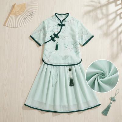 Hanfu Dress For Girls Ancient Costume Hanfu Double Layer Gauze Summer Super Fairy Chinese Style Children'S Tang Suit Ancient Style Performance