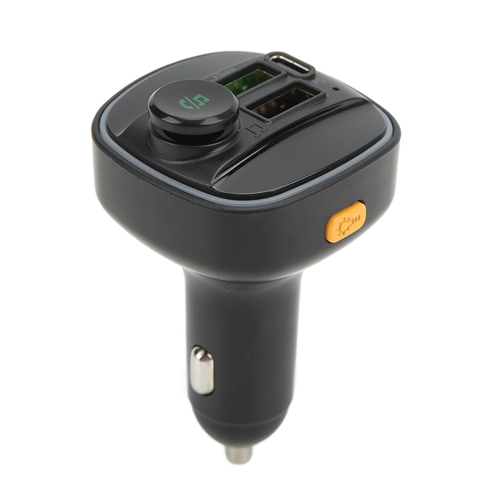 Bezdrôtový Bluetooth FM vysielač MP3 audio prehrávač hudby Dvojitá nabíjačka USB typu C Handsfree hovor 7-farebné podsvietenie pre auto gray