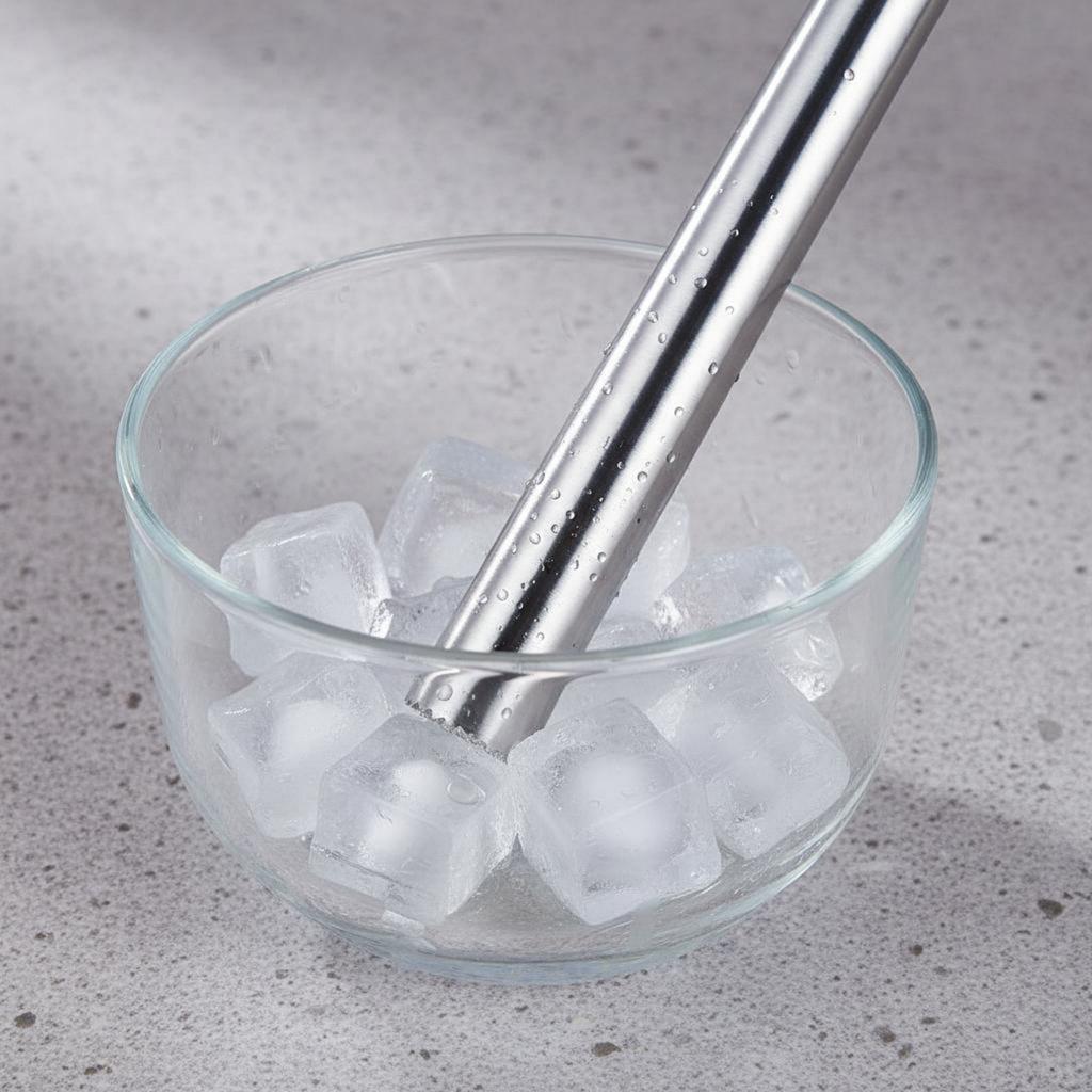 Stainless Steel Muddler Heavy Duty Ice Crushing Stick Long Handle Muddler Easy to Clean Bar Tool Food Safe for Restaurant