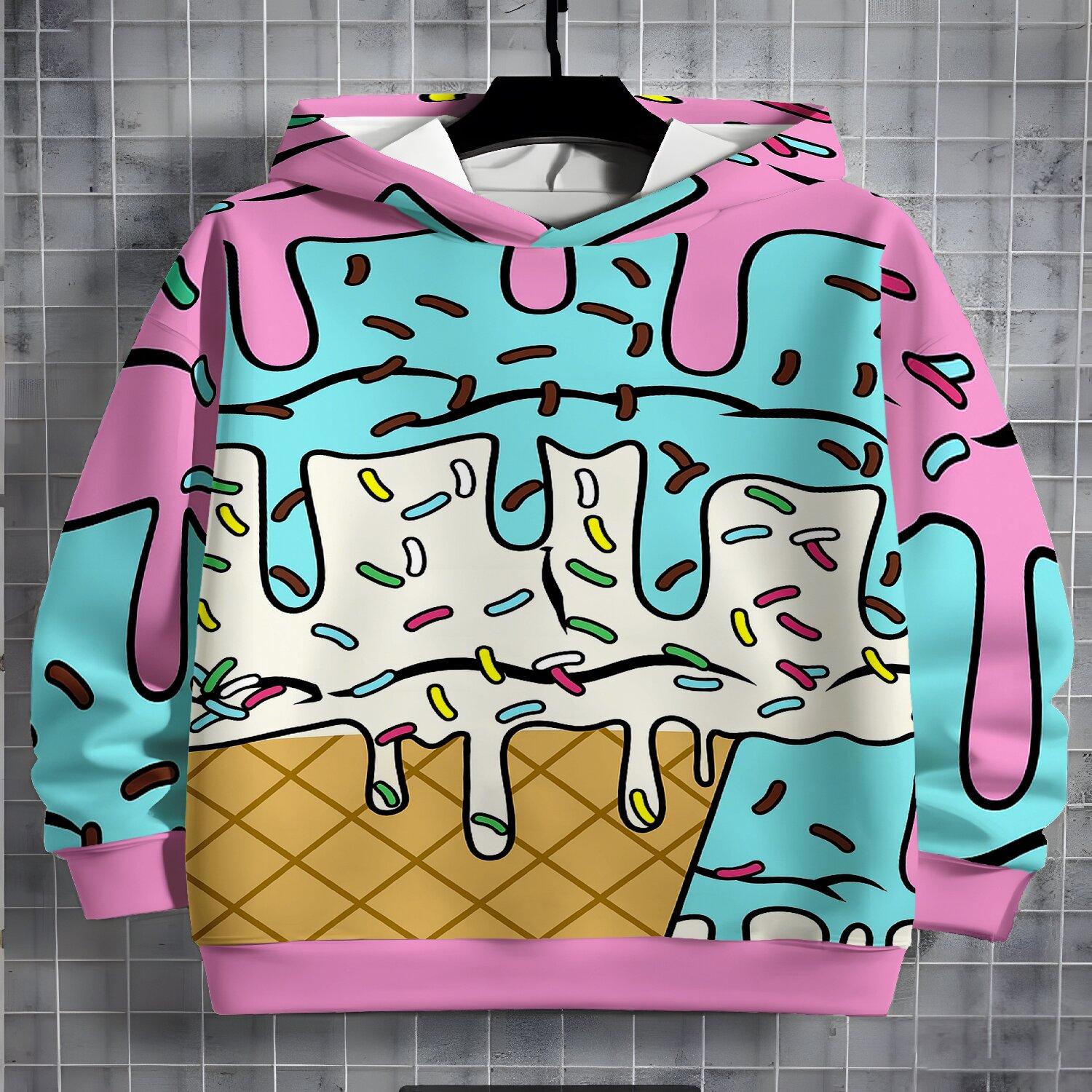 

2026 Детские толстовки с 3D-принтом Новые мужские и женские толстовки Повседневные нейтральные толстовки Детская верхняя одежда 13-14Y