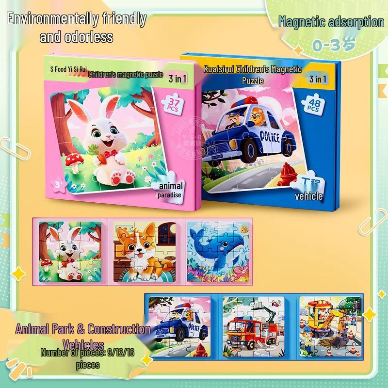 Magnetic Puzzle Toy for Toddlers Aged 3-6: Cute Cartoon Early Education DIY Set